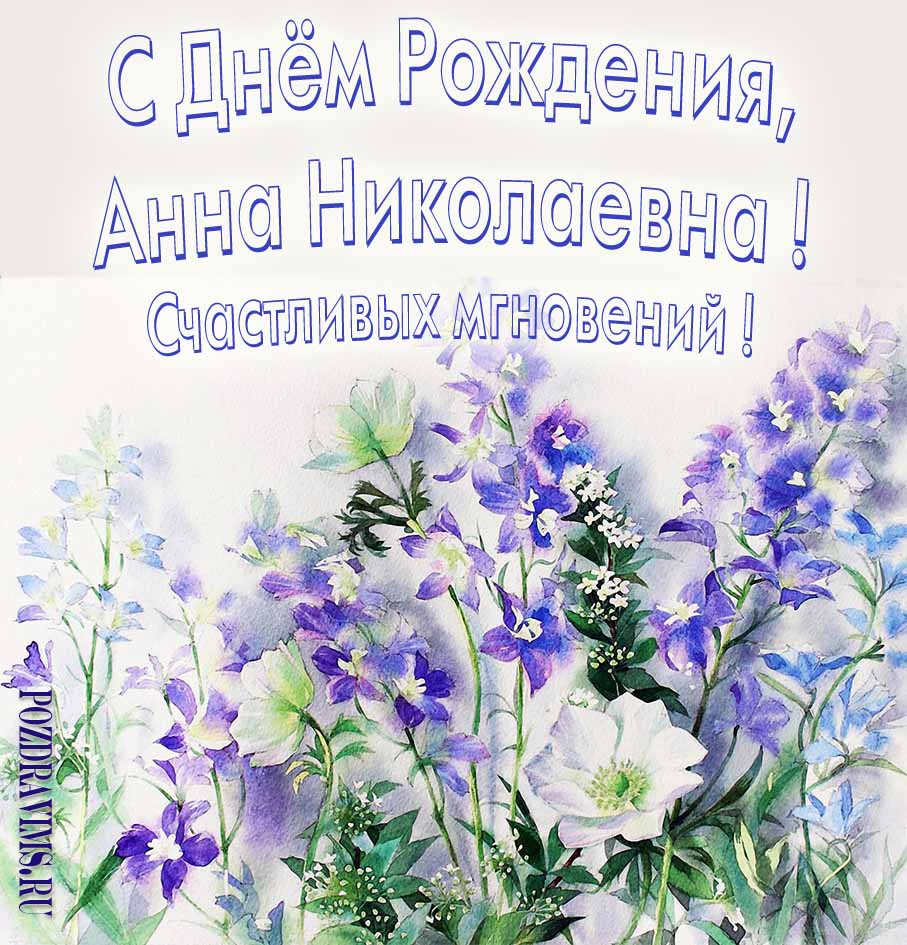 Букет луговых цветов и пожелание счастливых мгновений Анне Николаевне в день её рожденья.