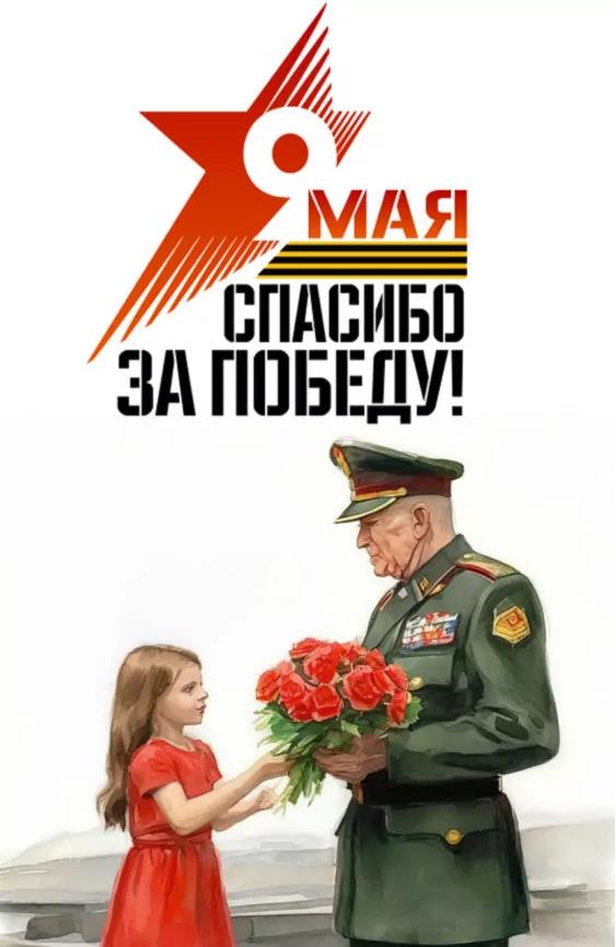 Вертикальная картинка на 9 Мая Спасибо деду за победу!