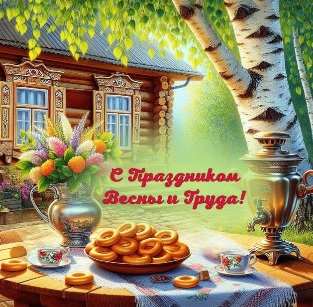 С праздником Весны и Труда! - картинка с русской природой