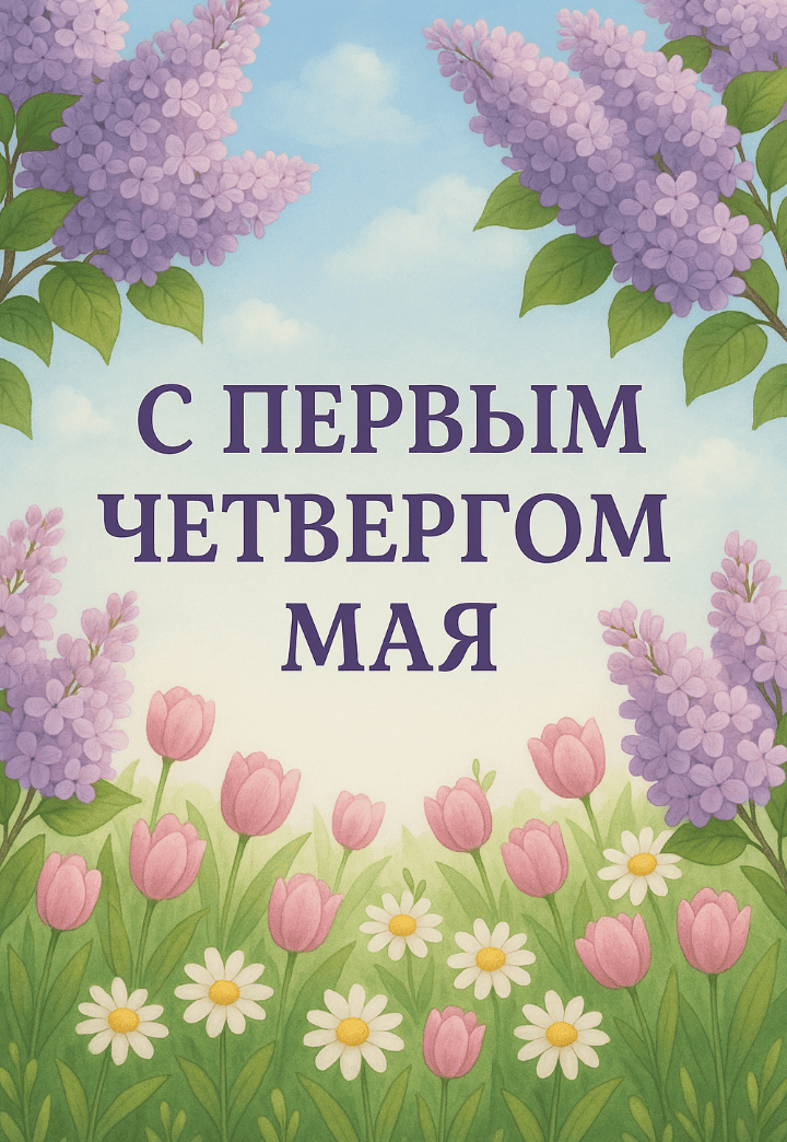 Весенняя картинка с первым Четвергом Мая!