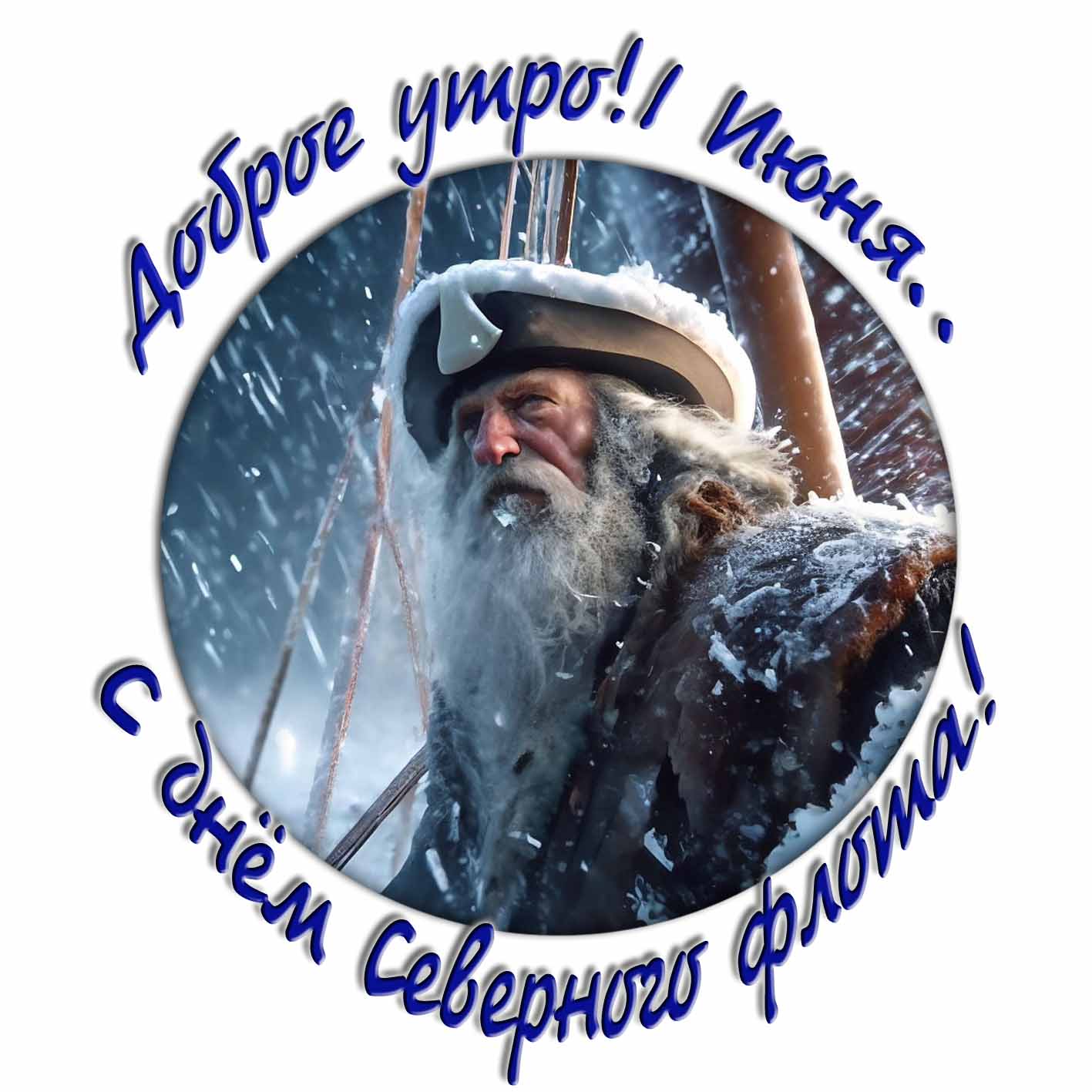 Прикольный стикер "Доброе утро 1 Июня! День Северного флота!"