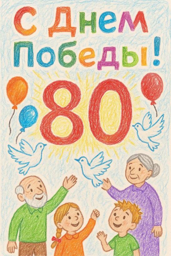 Детский рисунок на 80 лет победы