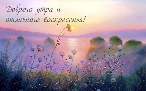 Весенняя открытка с пожеланием доброго утра и отличного Воскресенья! 