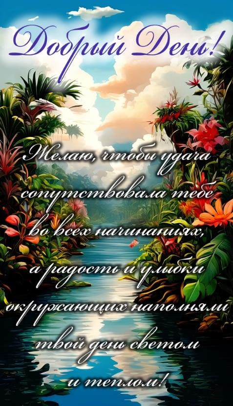 Добрый день! - вертикальная открытка с пожеланиями