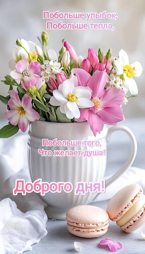Побольше улыбок, тепла! Того, что желает душа! Доброго дня! - открытка