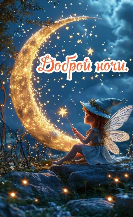 Волшебная открытка для девочек с пожеланием доброй ночи
