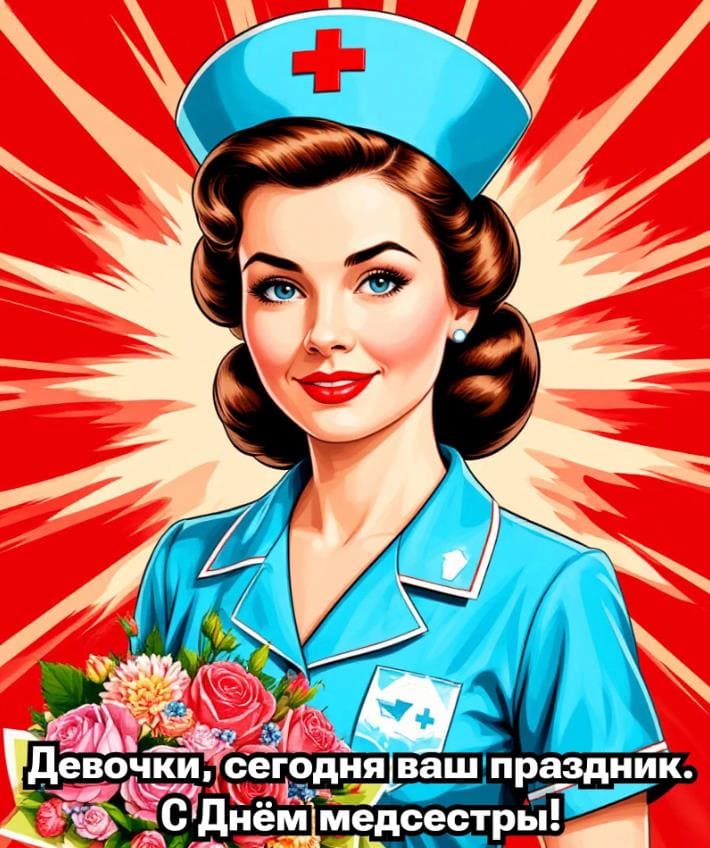 Весенняя открытка с цветами девочкам Медсёстрам в праздник!