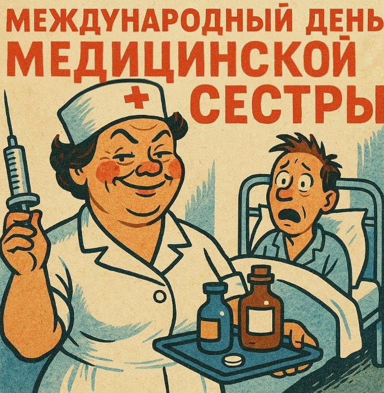 Смешная Советская открытка с международным днём медицинской сестры