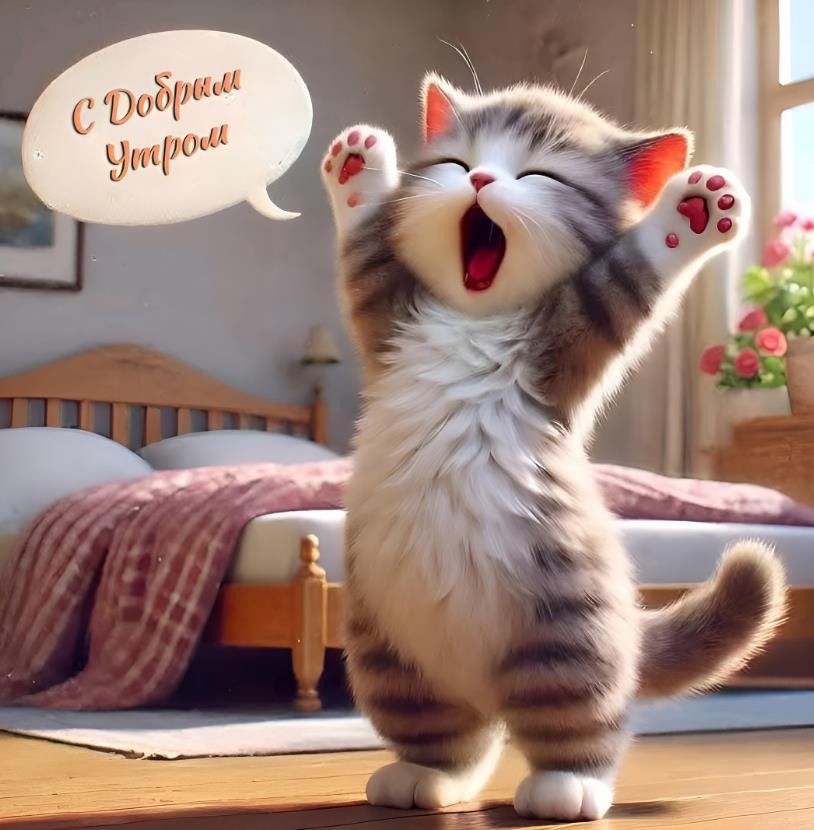 Котик желает вам самого доброго утра!