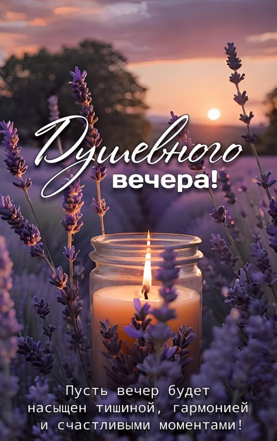 Душевного вечера! - красивая открытка с пожеланием