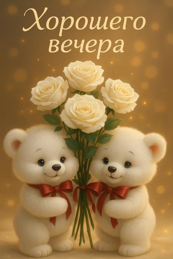 Медвежата желают хорошего вечера! - картинка для девушки