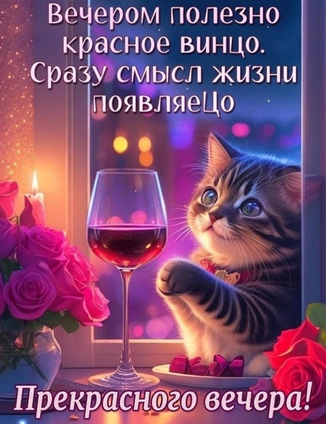 Картинка прекрасного вечера с винцом!