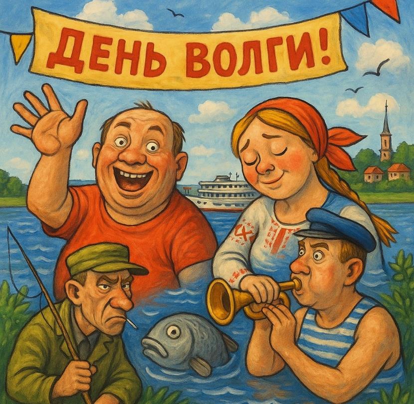 Прикольная открытка с днём Волги