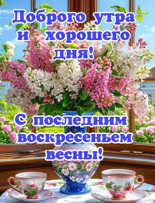 Открытка доброго утра и хорошего дня! С последним Воскресеньем Весны!