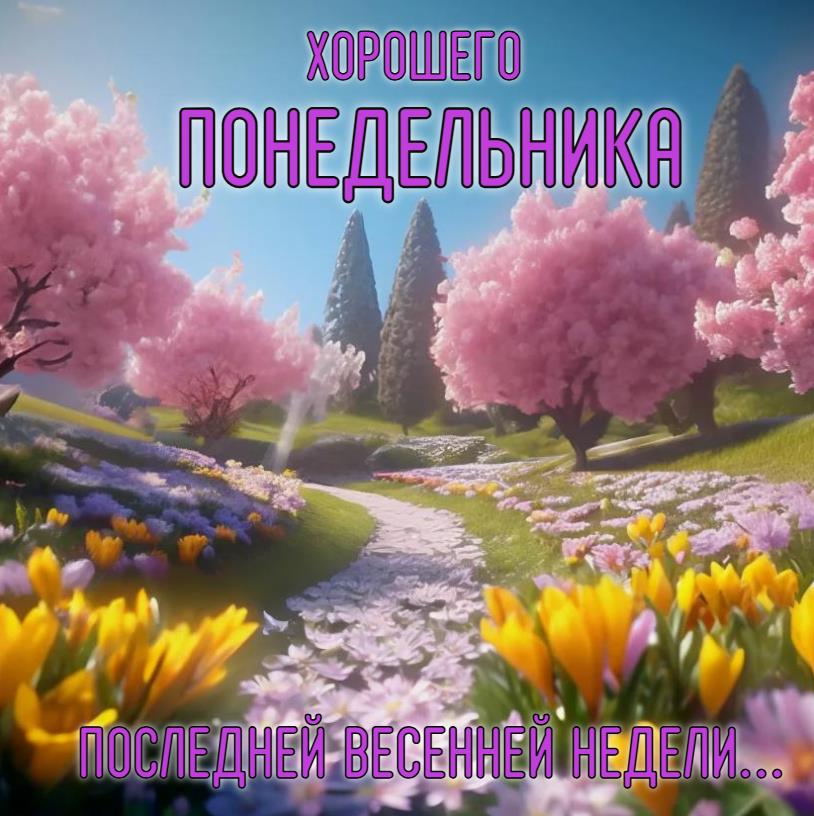 Открытка с пожеланием хорошего понедельника последней весенней недели