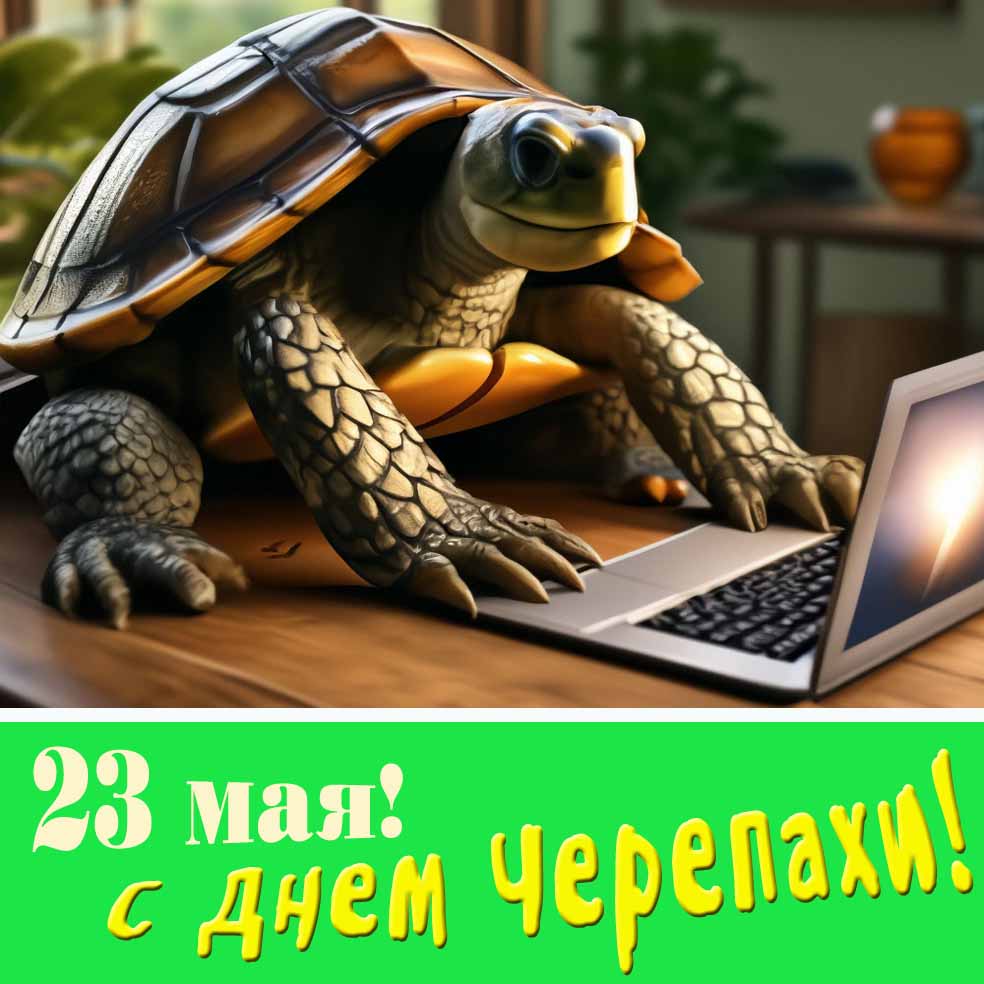 С днём Черепахи! - новая открытка на праздник 23 Мая 2025