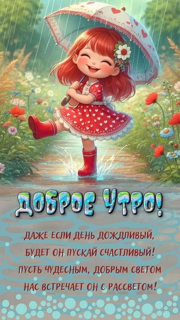 Позитивная картинка с добрым утром во время дождя!