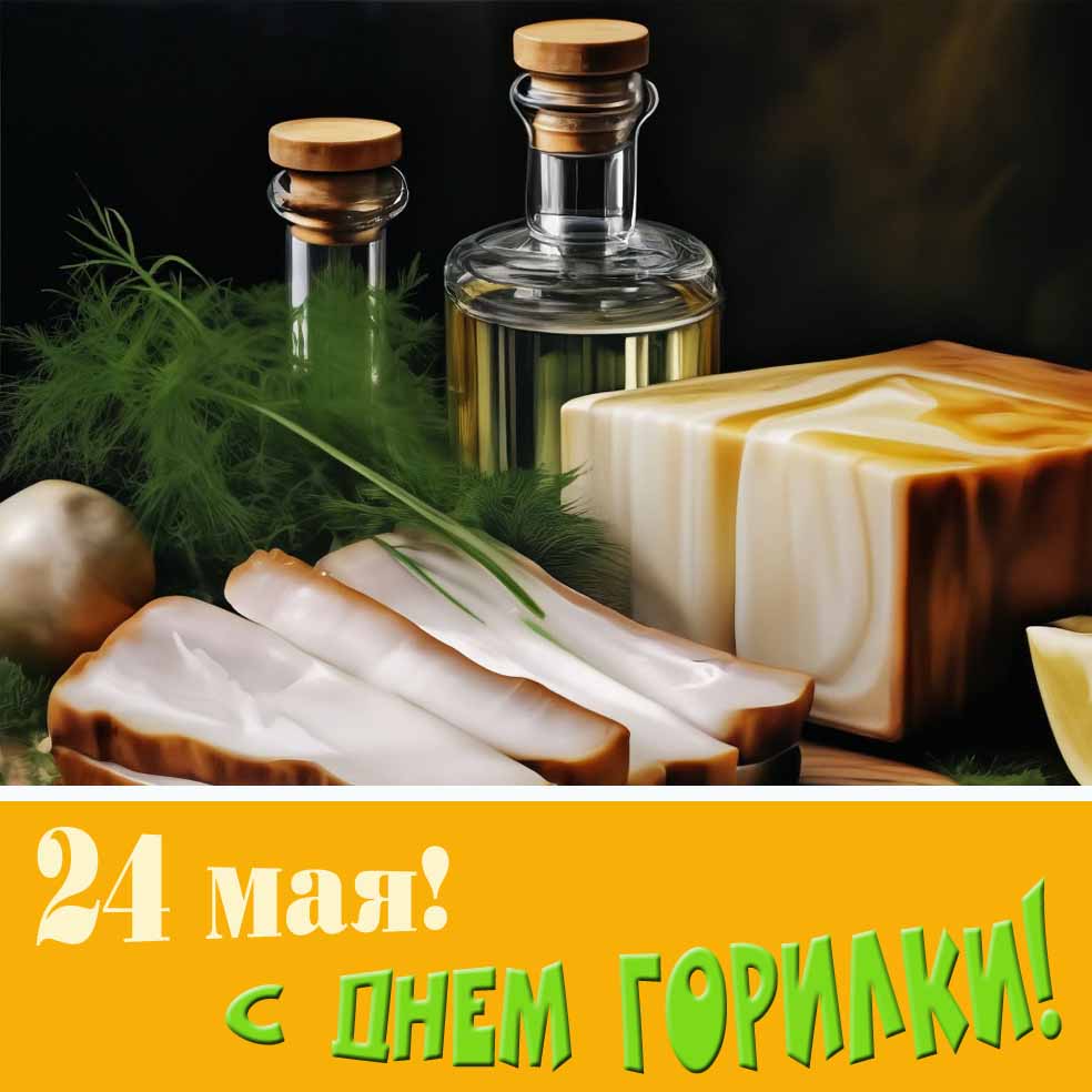 Картинка с надписью : "24 Мая! С днём Горилки!"
