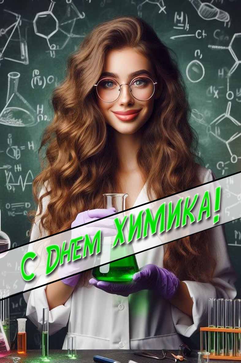 С днём Химика! - вертикальная картинка для женщины