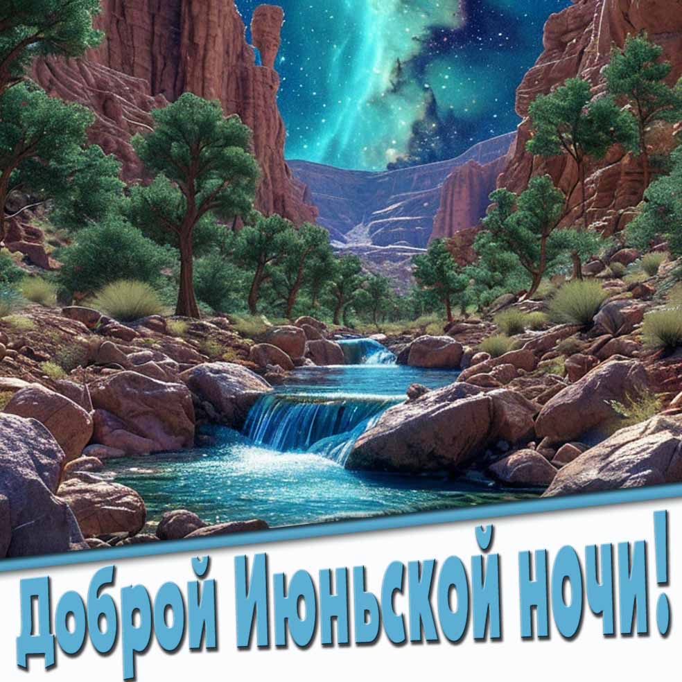 Открытка доброй июньской ночи с природой