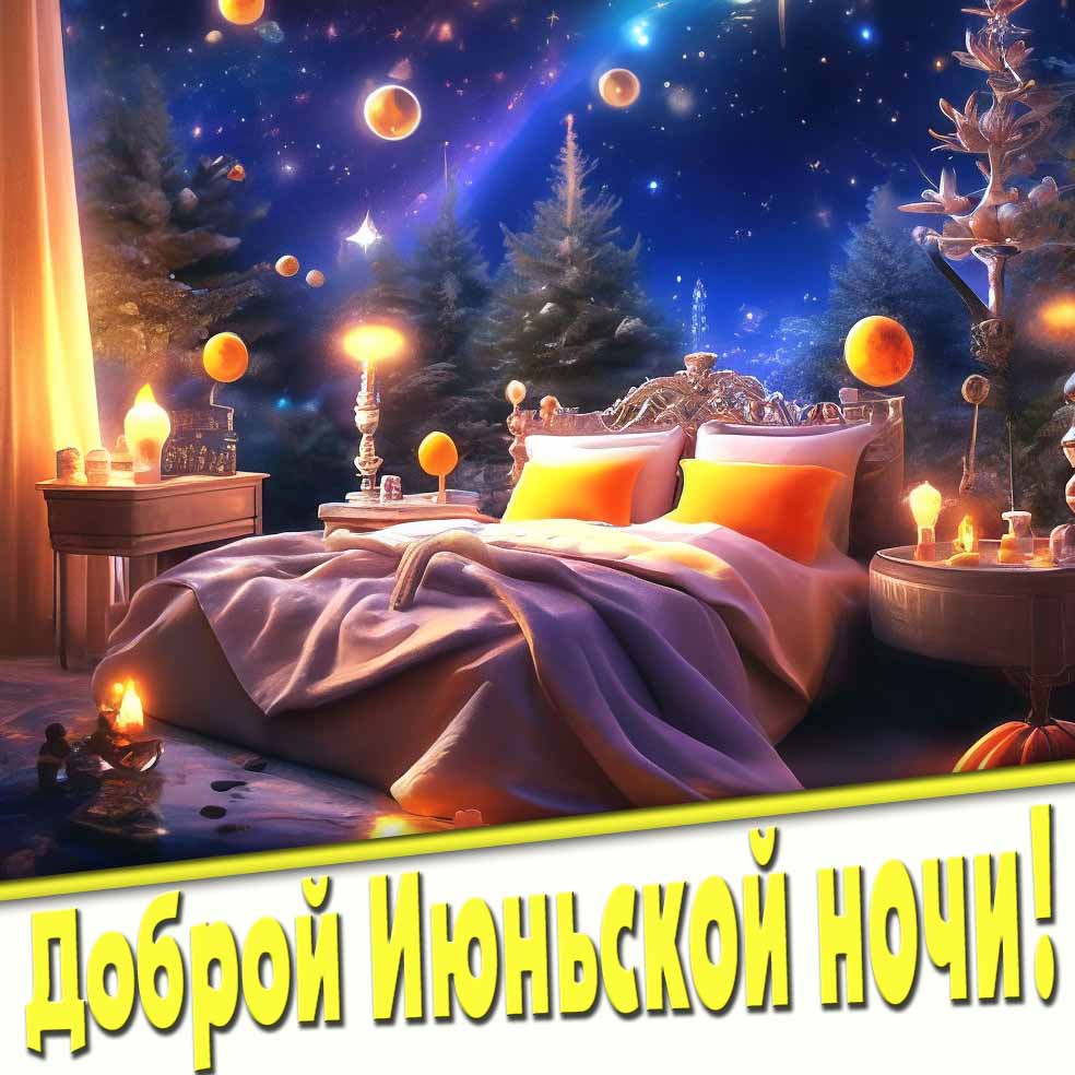 Необычная картинка с надписью доброй июньской ночи