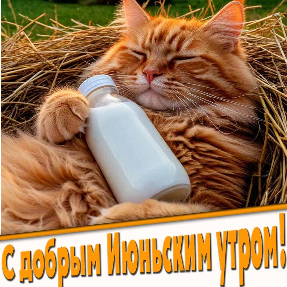 С добрым Июньским утром! - смешная открытка с котом