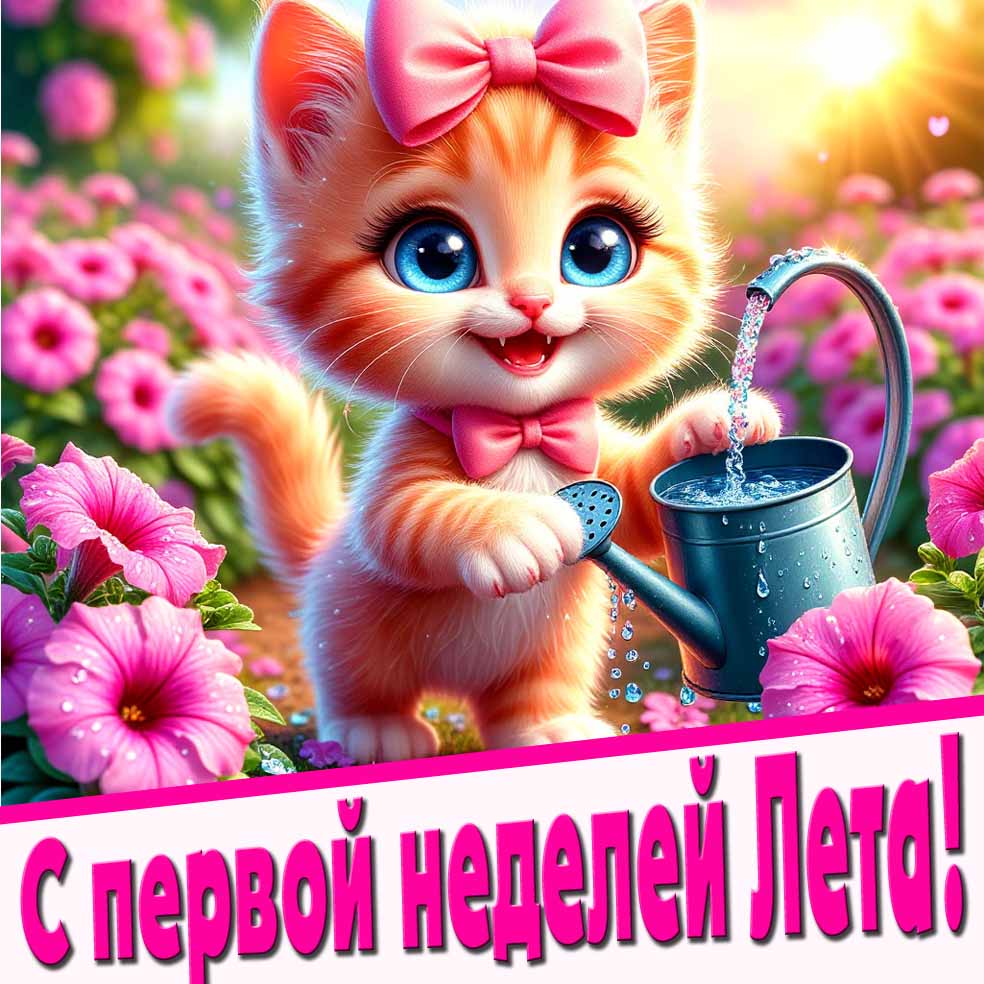 Красивая открытка с первой неделей лета! - для девочек