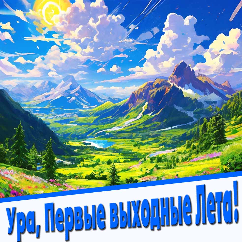 Открытка ура первые выходные лета!