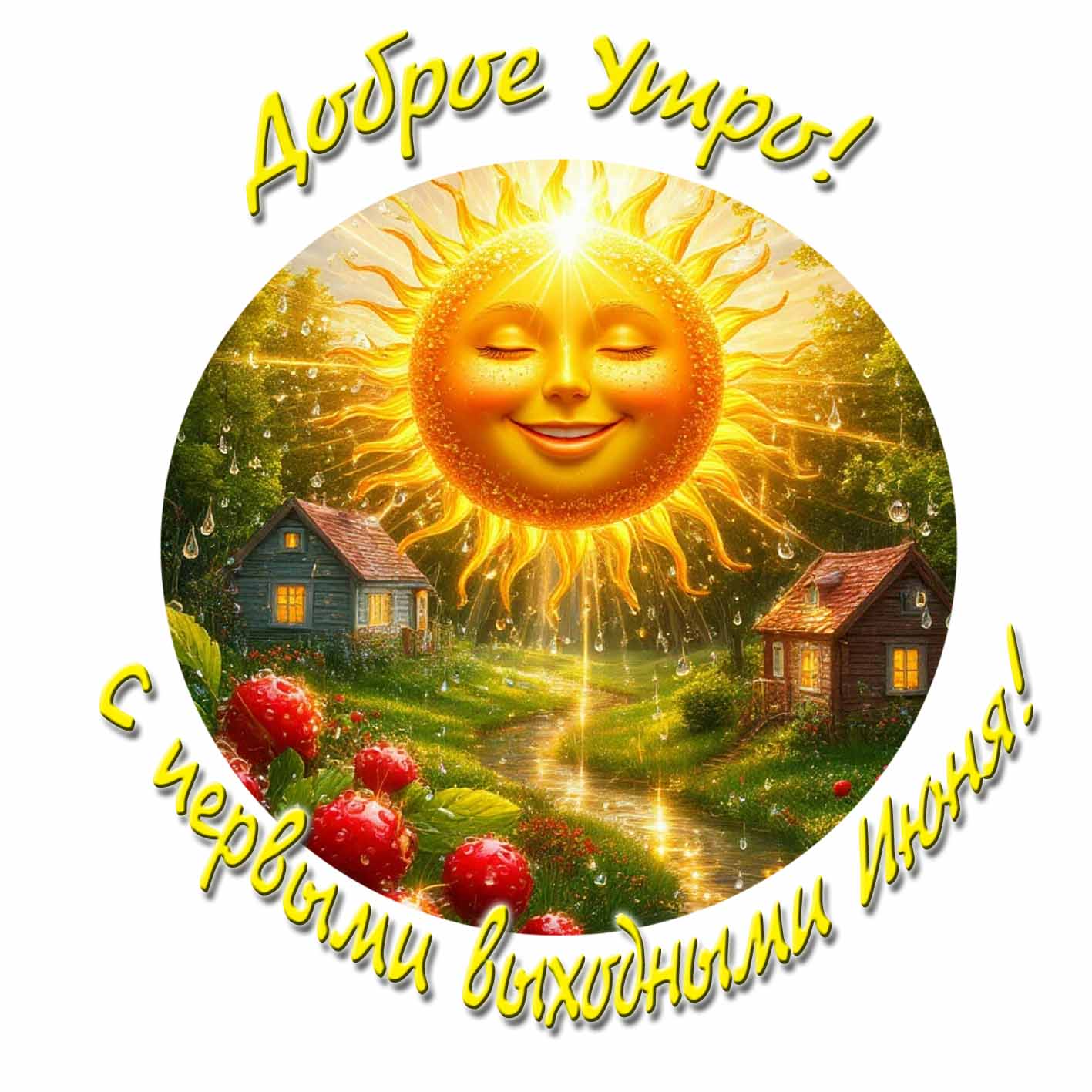 Солнечная картинка Доброе утро! С первыми выходными Июня!