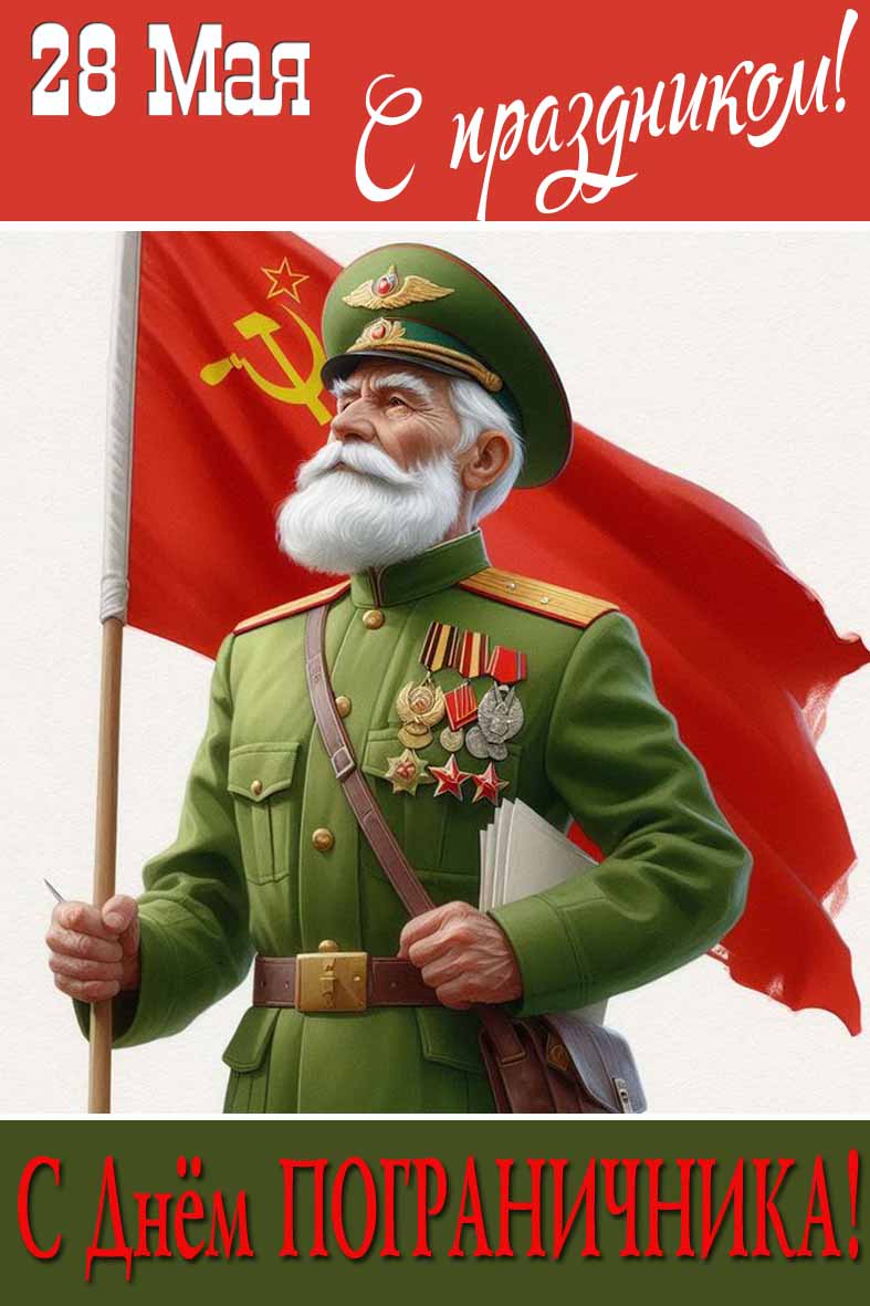 С праздником! С днём Пограничника! - прикольная открытка с флагом СССР