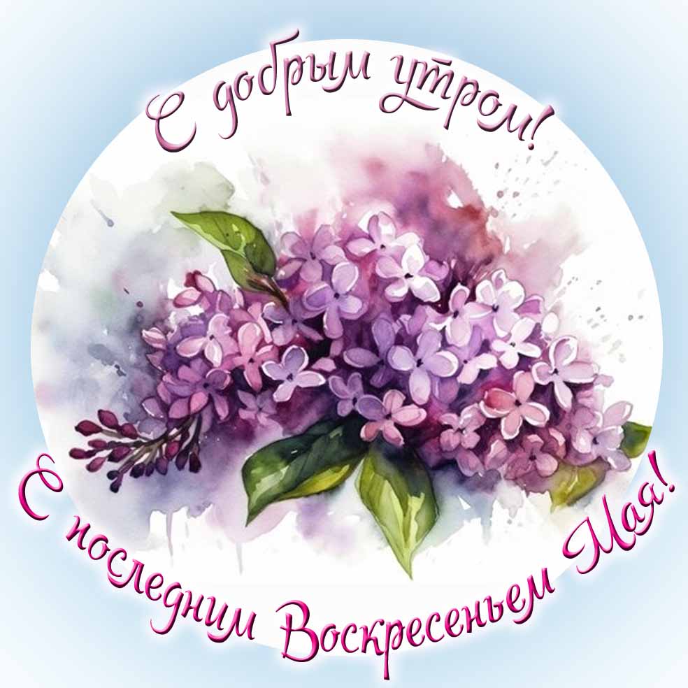Открытка с добрым утром! С последним Воскресеньем Мая!