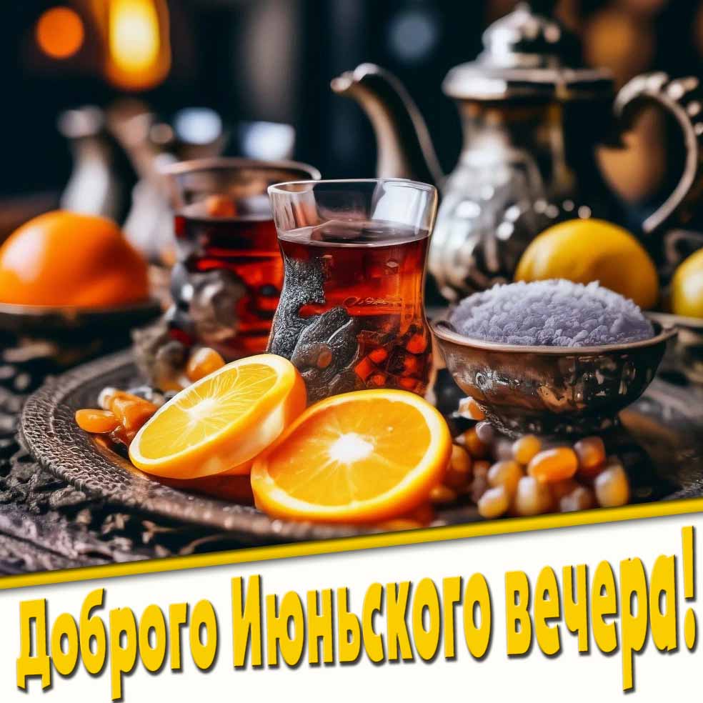 Доброго Июньского вечера! - открытка с чаем
