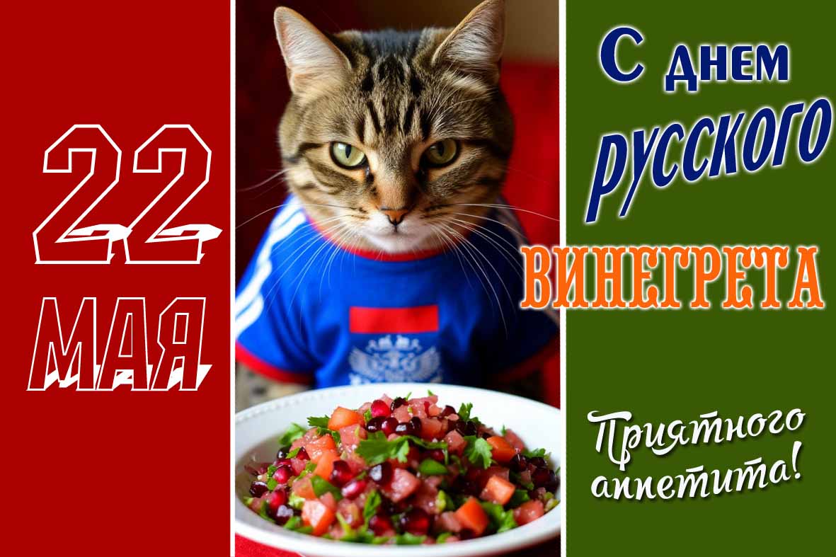 Котик поздравляет с днём русского винегрета! - картинка на телефон