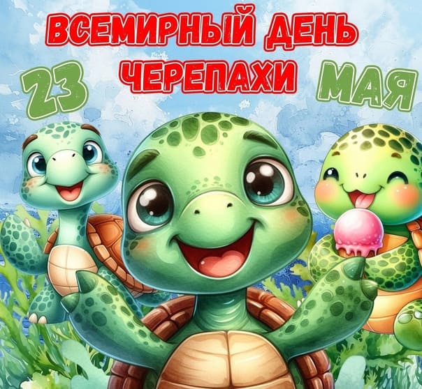 Детская прикольная картинка ко дню черепахи 23 Мая