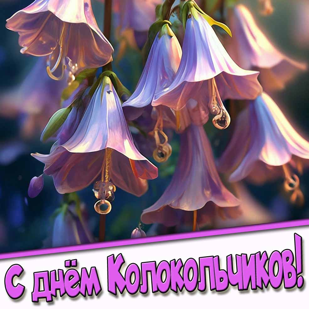 Красивая открытка с днём колокольчиков