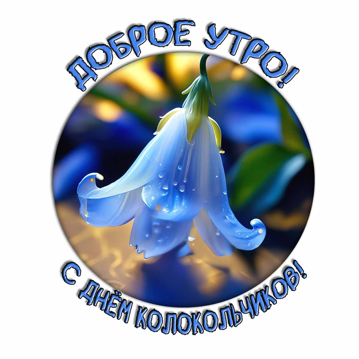 Стикер "Доброе утро! С днём колокольчиков"