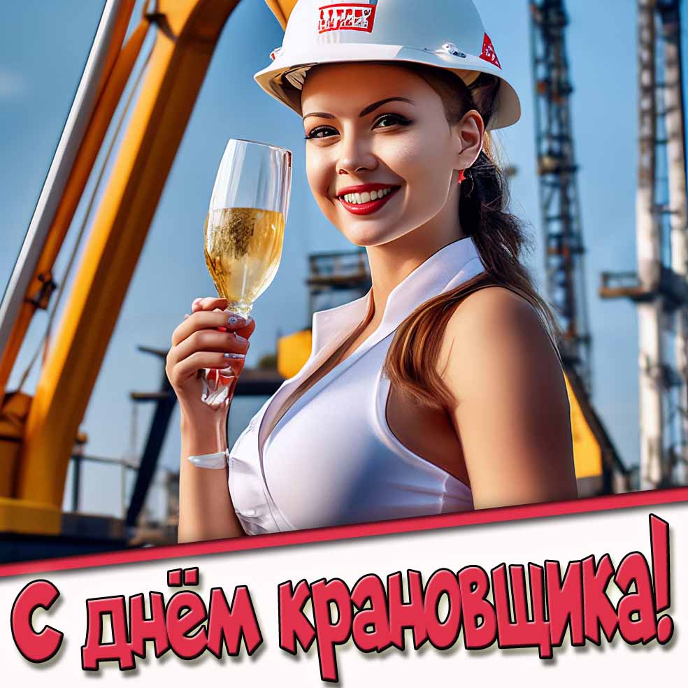 С днём крановщика! - картинка с девушкой и шампанским