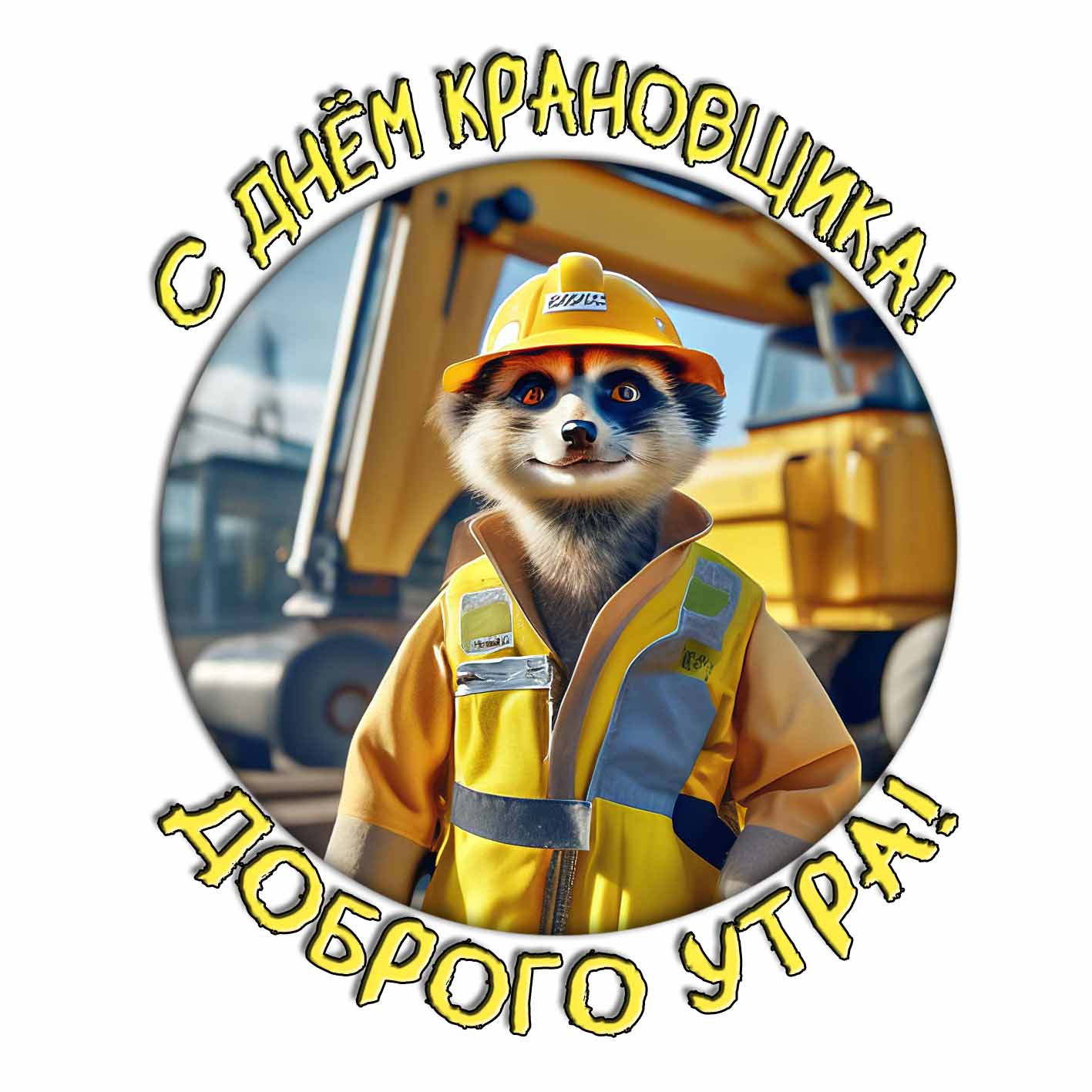 Прикольный стикер "Доброго утра! С днём крановщика!"