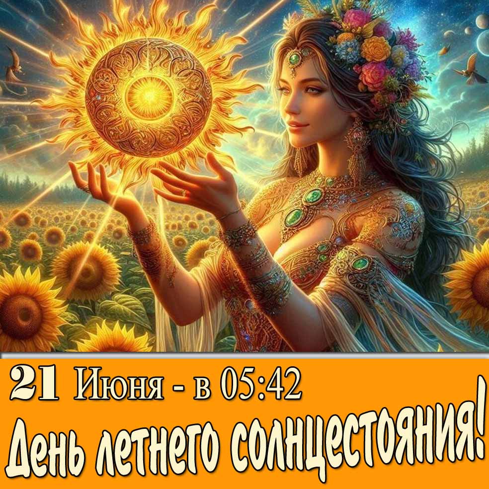 Открытка 21 Июня день летнего солнцестояния в 05:42