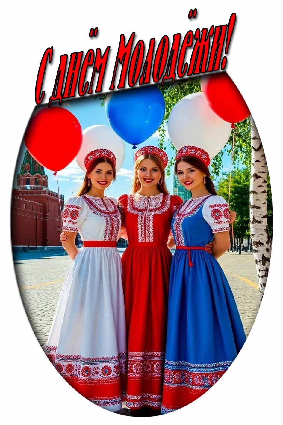 С днём молодёжи! - патриотическая картинка с девушками