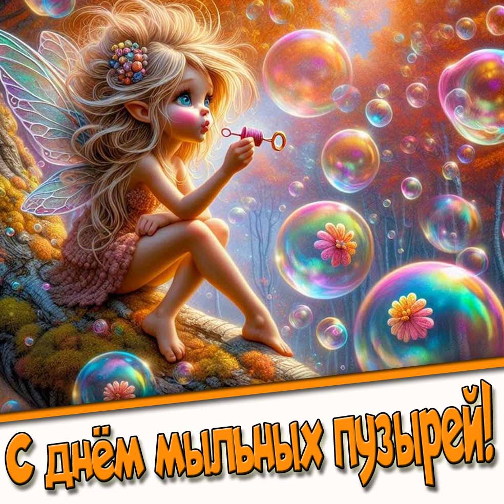 Красивая открытка с днём мыльных пузырей