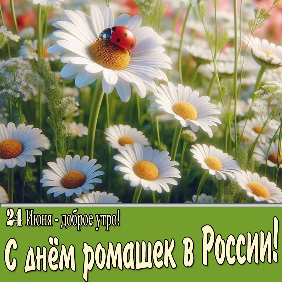 Новая открытка "24 Июня доброе утро! С днём ромашек в России"