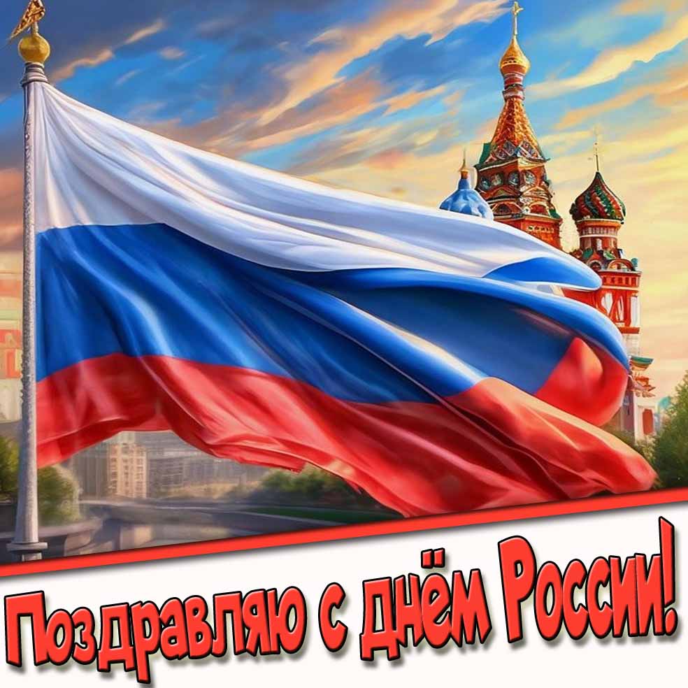Поздравляю с днём России! - картинка с флагом