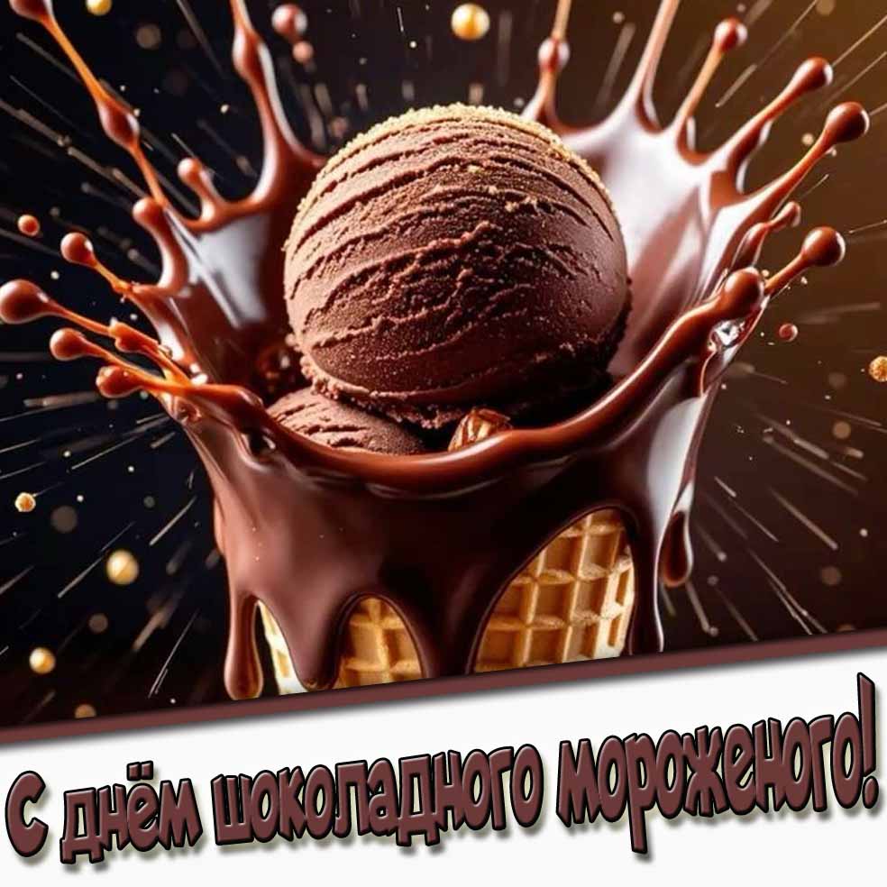 Красивая открытка с днём шоколадного мороженого