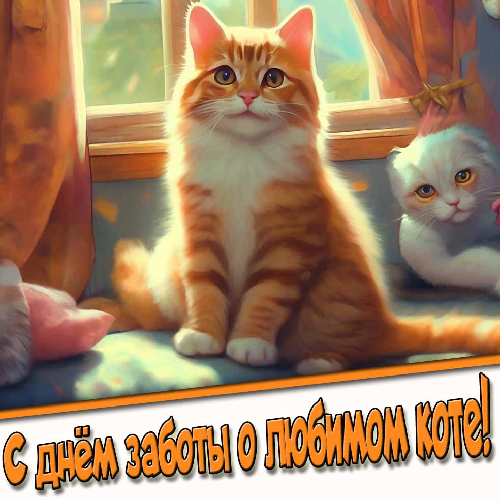 С днём заботы о любимом коте! - прикольная открытка