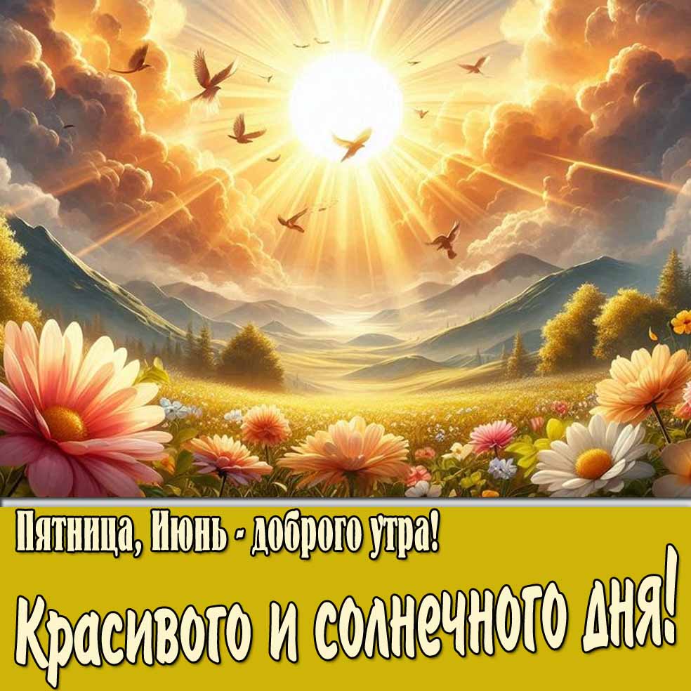 Открытка "Пятница, Июнь - доброе утро! Красивого и солнечного дня!"