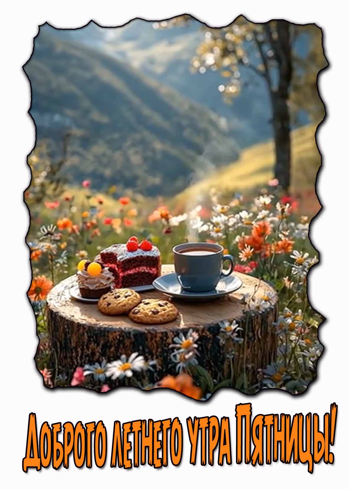 Красивая открытка доброго летнего утра пятницы