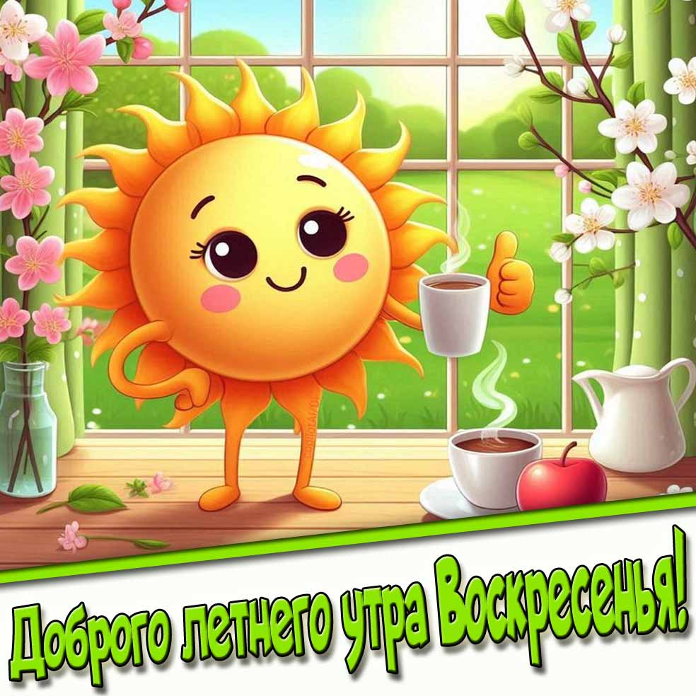 Открытка доброго летнего утра Воскресенья