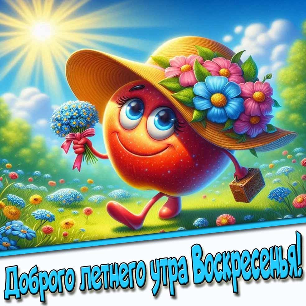 Красивая открытка доброго летнего утра воскресенья