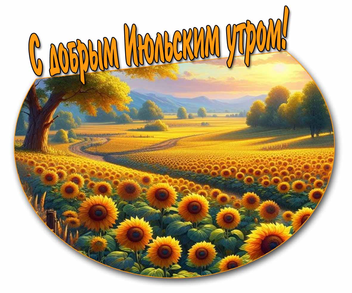 С добрым Июльским утром! - открытка с подсолнухами